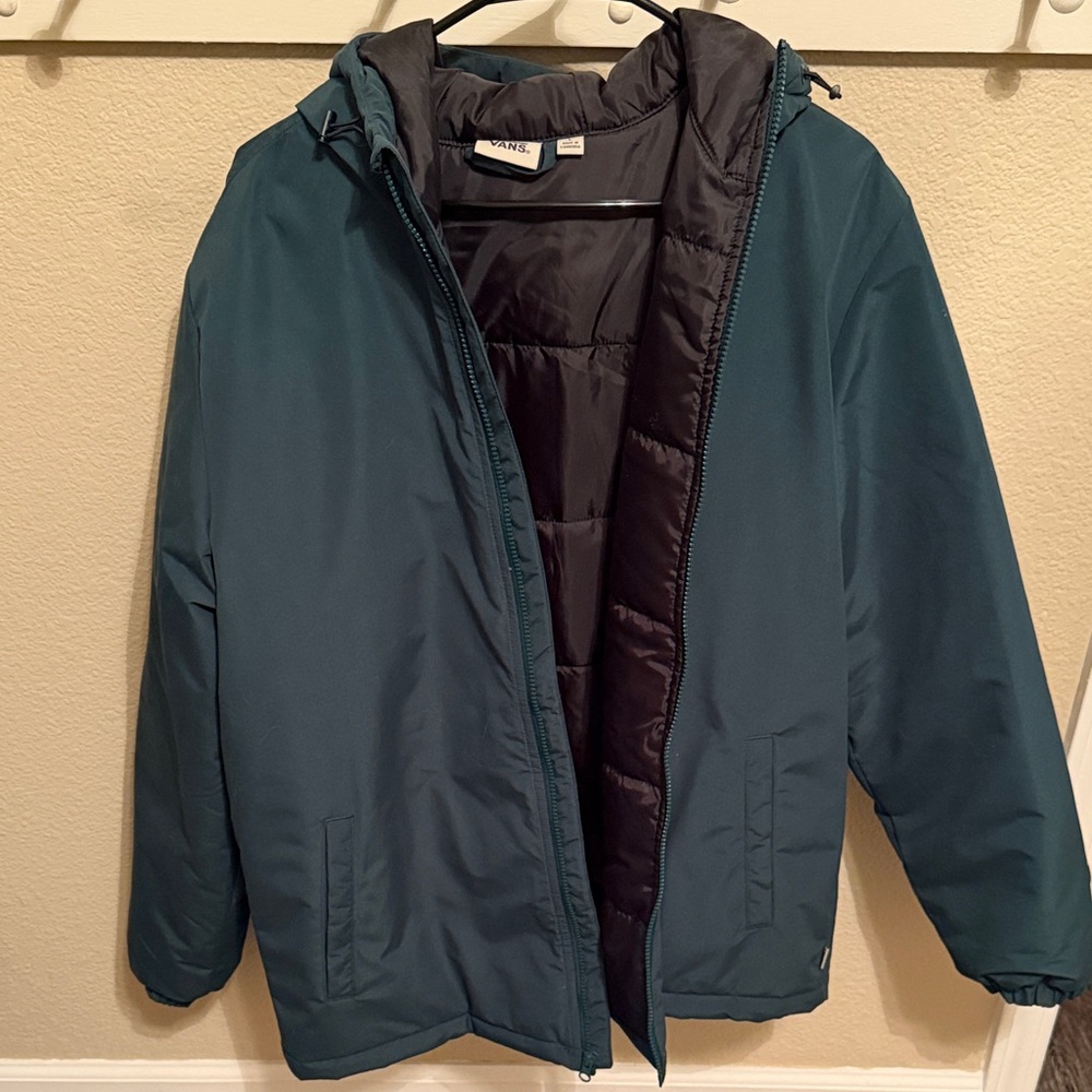 Vans Men's Teal and Black Puffer Jacket